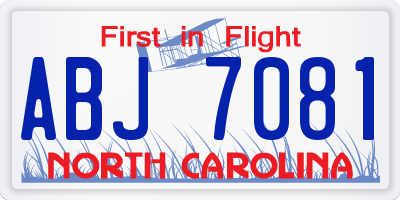 NC license plate ABJ7081