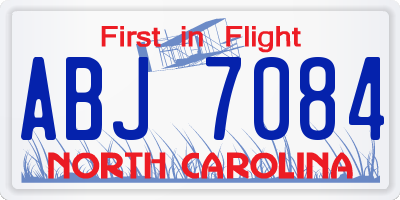 NC license plate ABJ7084