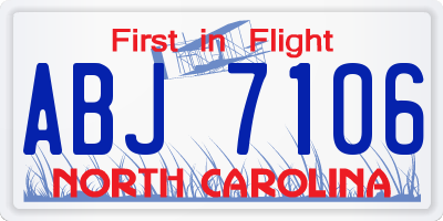 NC license plate ABJ7106