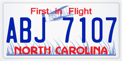 NC license plate ABJ7107