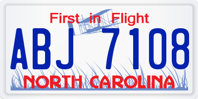 NC license plate ABJ7108