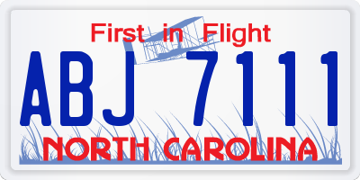 NC license plate ABJ7111