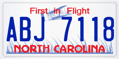 NC license plate ABJ7118