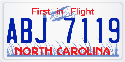 NC license plate ABJ7119