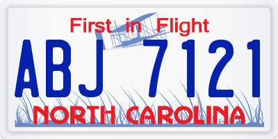 NC license plate ABJ7121