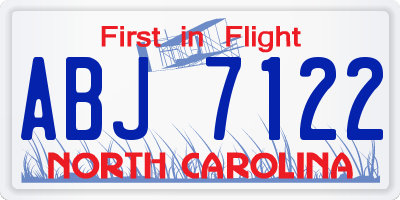NC license plate ABJ7122