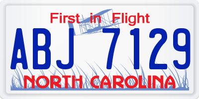 NC license plate ABJ7129