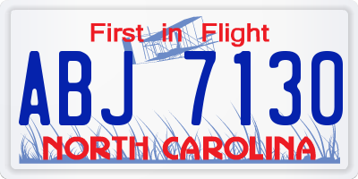 NC license plate ABJ7130