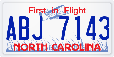 NC license plate ABJ7143