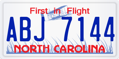 NC license plate ABJ7144
