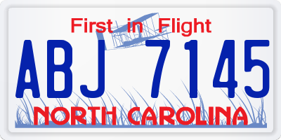 NC license plate ABJ7145