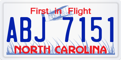 NC license plate ABJ7151