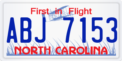 NC license plate ABJ7153