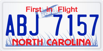 NC license plate ABJ7157