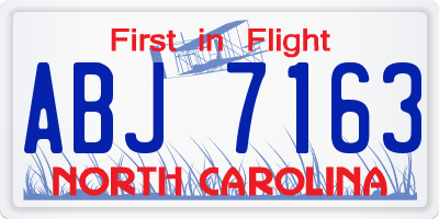 NC license plate ABJ7163
