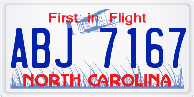 NC license plate ABJ7167