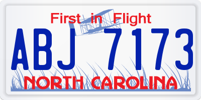 NC license plate ABJ7173