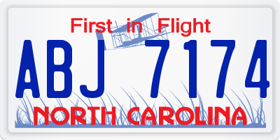 NC license plate ABJ7174