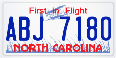 NC license plate ABJ7180