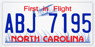 NC license plate ABJ7195