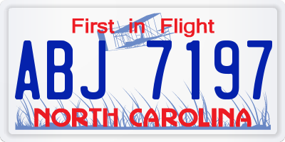 NC license plate ABJ7197