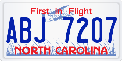 NC license plate ABJ7207