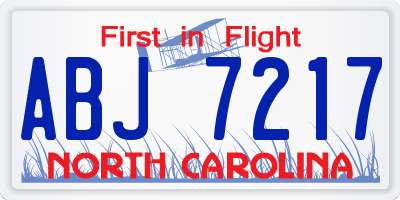 NC license plate ABJ7217