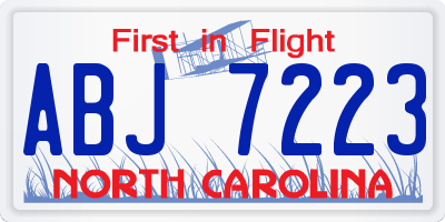 NC license plate ABJ7223