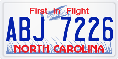 NC license plate ABJ7226