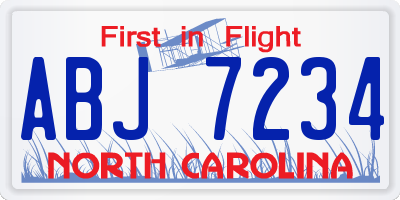 NC license plate ABJ7234