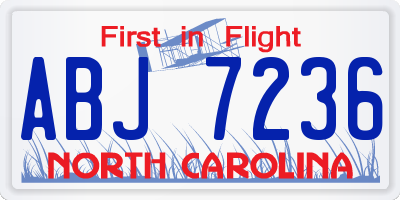 NC license plate ABJ7236