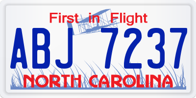 NC license plate ABJ7237