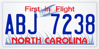 NC license plate ABJ7238