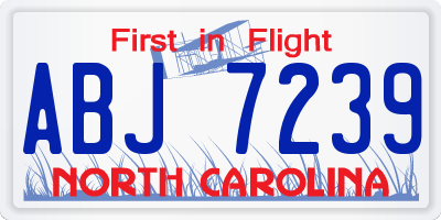 NC license plate ABJ7239