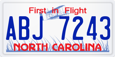 NC license plate ABJ7243