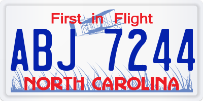 NC license plate ABJ7244