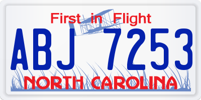 NC license plate ABJ7253