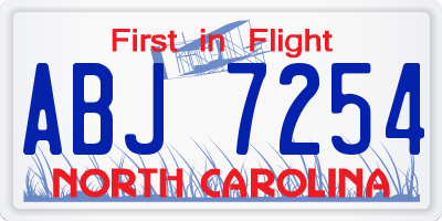 NC license plate ABJ7254