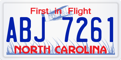 NC license plate ABJ7261