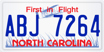NC license plate ABJ7264