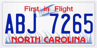 NC license plate ABJ7265