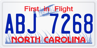 NC license plate ABJ7268