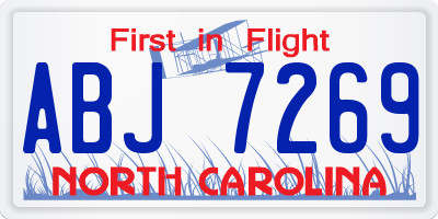 NC license plate ABJ7269