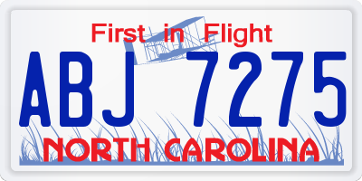 NC license plate ABJ7275