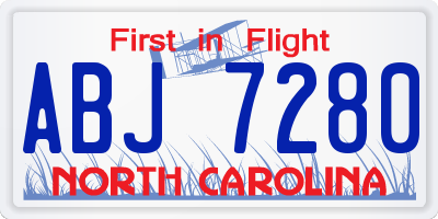 NC license plate ABJ7280
