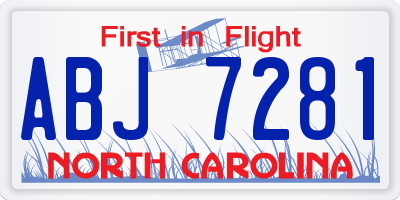 NC license plate ABJ7281