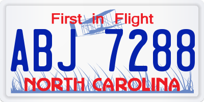NC license plate ABJ7288