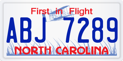 NC license plate ABJ7289