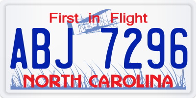 NC license plate ABJ7296