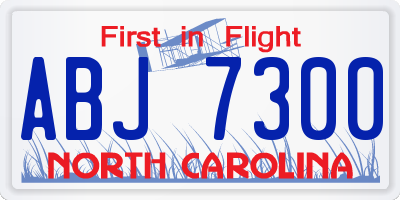 NC license plate ABJ7300